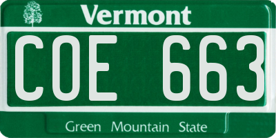VT license plate COE663
