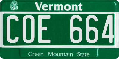 VT license plate COE664