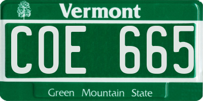 VT license plate COE665