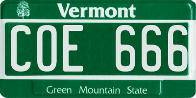 VT license plate COE666