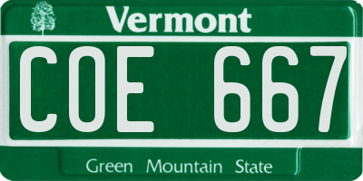 VT license plate COE667