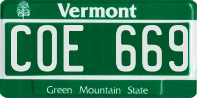 VT license plate COE669