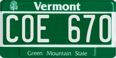 VT license plate COE670