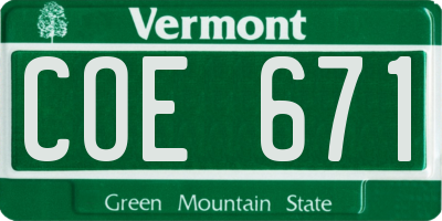 VT license plate COE671