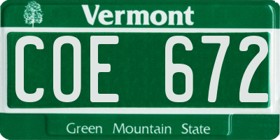 VT license plate COE672