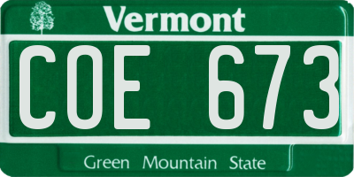 VT license plate COE673