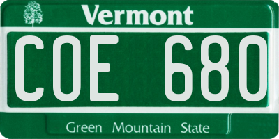 VT license plate COE680