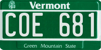 VT license plate COE681