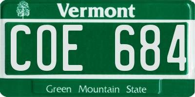 VT license plate COE684