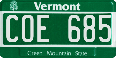VT license plate COE685