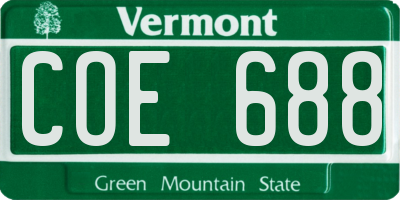 VT license plate COE688