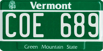 VT license plate COE689