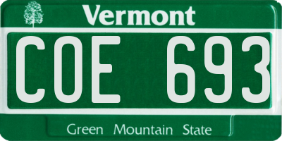 VT license plate COE693
