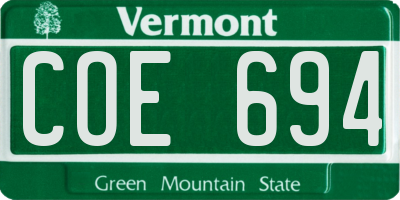 VT license plate COE694