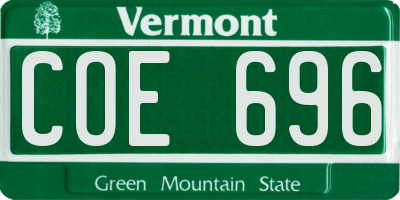 VT license plate COE696