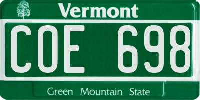 VT license plate COE698