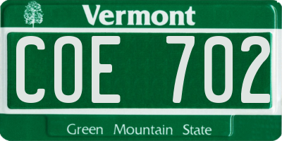 VT license plate COE702