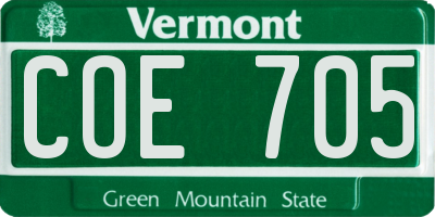 VT license plate COE705