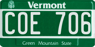 VT license plate COE706
