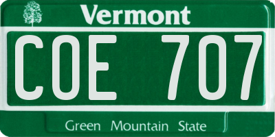 VT license plate COE707