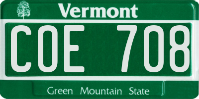 VT license plate COE708