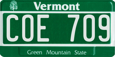 VT license plate COE709