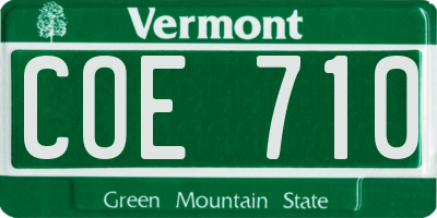 VT license plate COE710