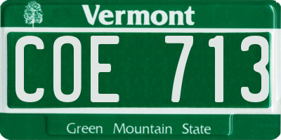 VT license plate COE713