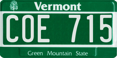 VT license plate COE715