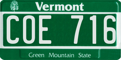 VT license plate COE716