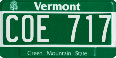 VT license plate COE717