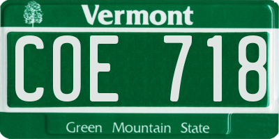 VT license plate COE718
