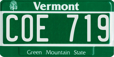 VT license plate COE719