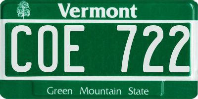 VT license plate COE722