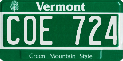VT license plate COE724