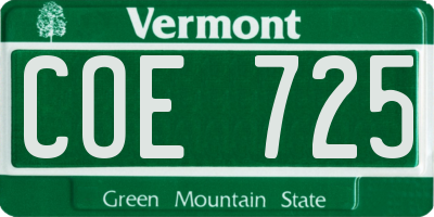 VT license plate COE725