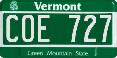 VT license plate COE727