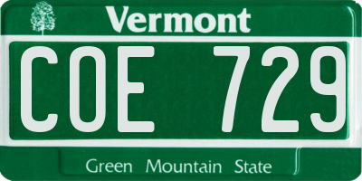 VT license plate COE729