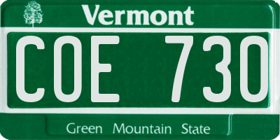 VT license plate COE730