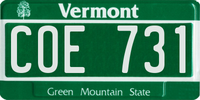 VT license plate COE731