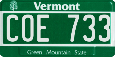 VT license plate COE733