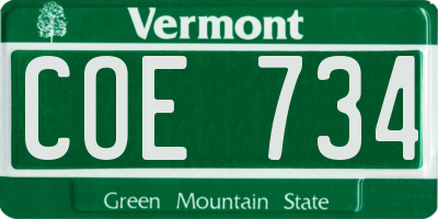 VT license plate COE734