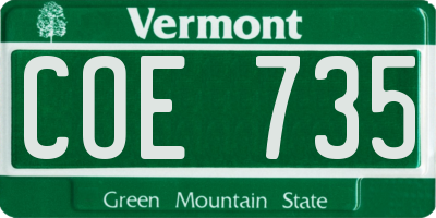 VT license plate COE735