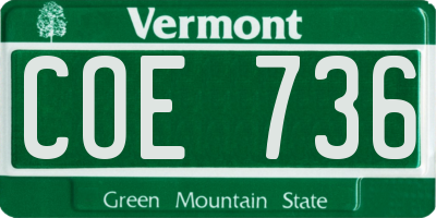 VT license plate COE736