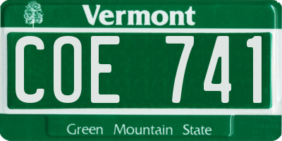 VT license plate COE741