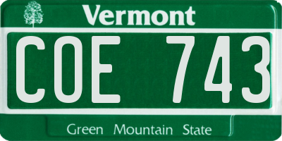 VT license plate COE743