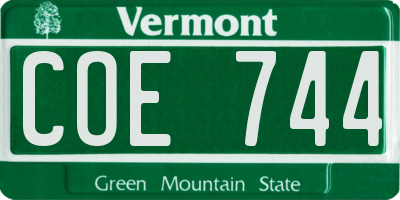VT license plate COE744
