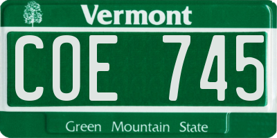 VT license plate COE745