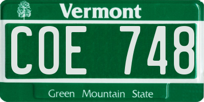 VT license plate COE748