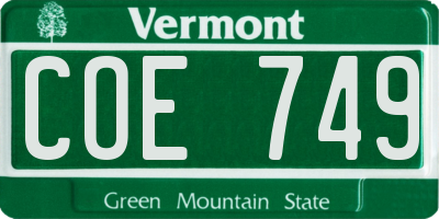 VT license plate COE749